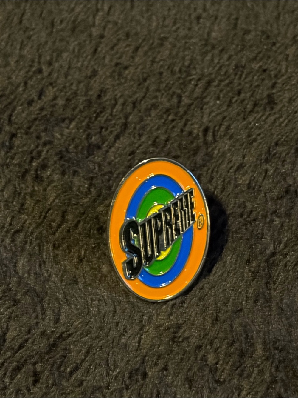 Supreme Spin Logo Enamel Metal Pin SS16